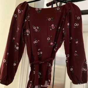 Maroon scoop neck work shirt